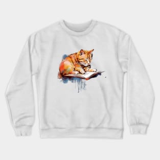 Sleepy Cat Reading Crewneck Sweatshirt